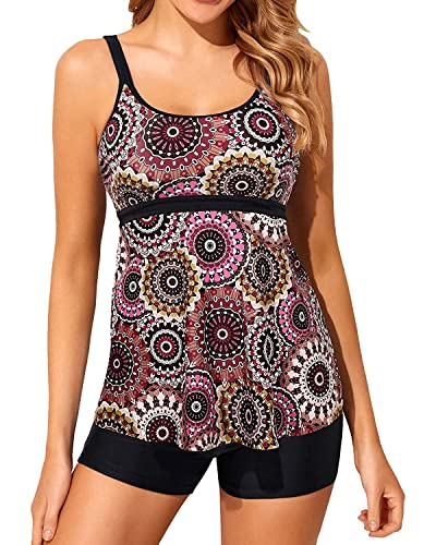 Yonique Modest Tankini Swimsuit with Tummy Control and Boy Shorts