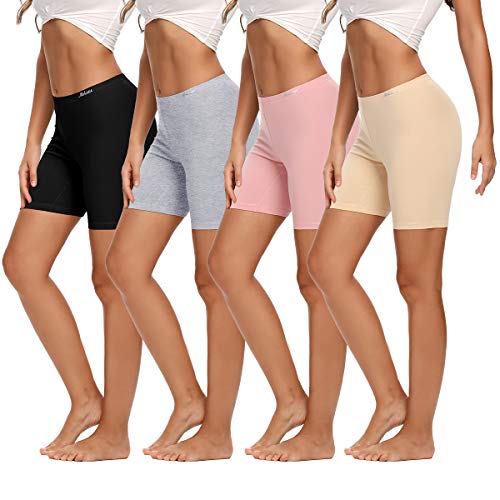 Molasus Women's Long Leg Cotton Boy Shorts Underwear 4 Pack