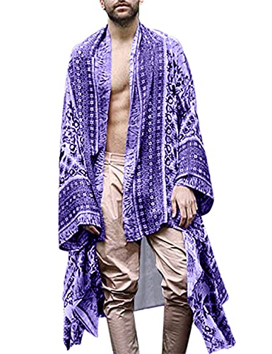 RAGEMALL Men Long Cardigan Lightweight Kimono Robe
