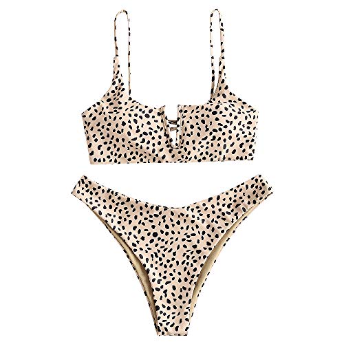 ZAFUL Womens Leopard Print Reversible Bikini Set