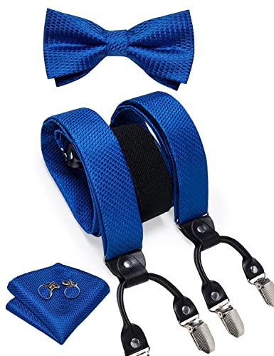 Royal Blue Suspenders and Bow Tie Set for Men