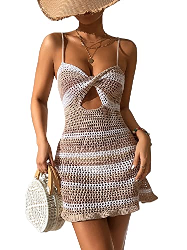 Striped Cut Out Summer Beach Cami Dress