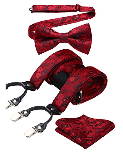 Red Bow Tie and Suspenders Set for Men