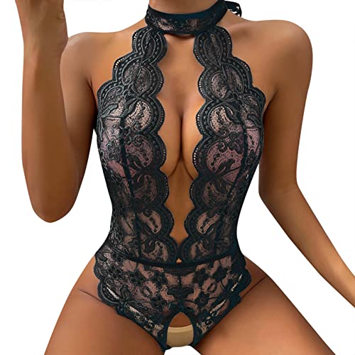 OutTop Sexy Halter Hollow Out Lace Bodysuit Lingerie