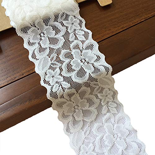 Wide White Lace with Floral Pattern