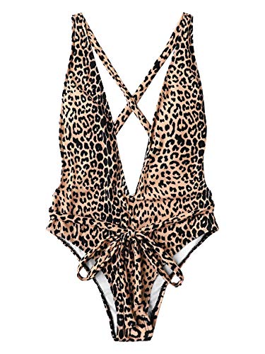 SweatyRocks Women's Leopard Print Bathing Suit