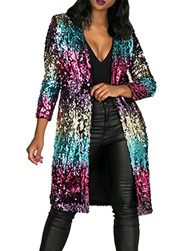 Sequin Open Front Cardigan Cover-up Jacket Coat - Multi Color