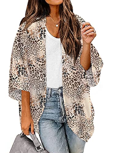 Women's Leopard Kimono Cover Up Tops