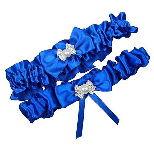MerryJuly Royal Blue Bridal Garter Belt Set