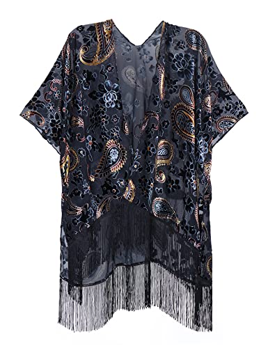 MJ SERECA Women's Velvet Kimono Cardigan