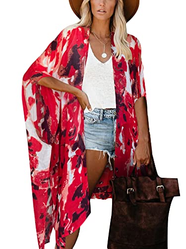 Moss Rose Women's Bohemian Beach Kimono Cover-up