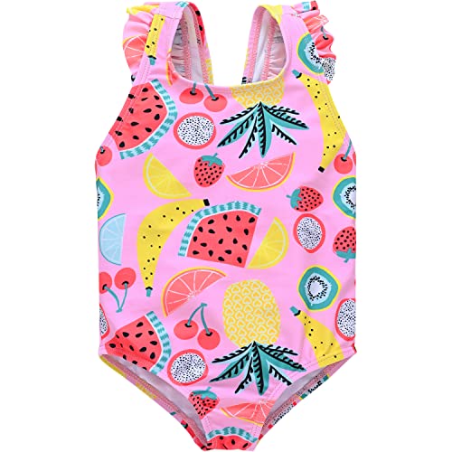 Cute One Piece Baby Girl Swimsuit with Sun Protection
