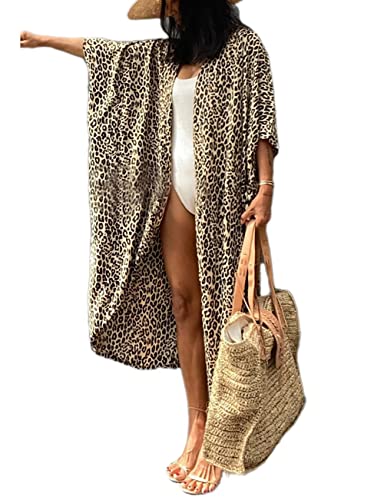 Yellow Leopard Long Swimsuit Cover Up
