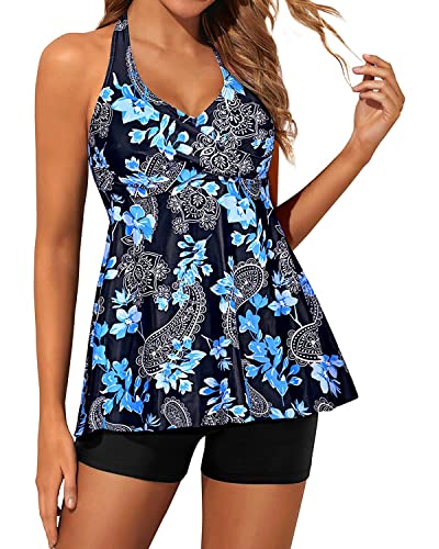 Yonique Flowy Twist Front Tankini Swimsuit with Shorts