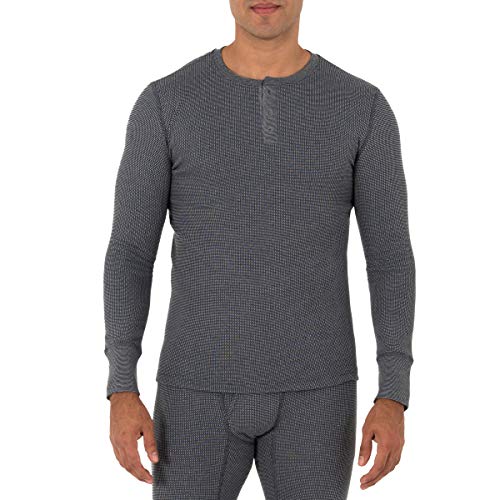 Fruit of the Loom Men's Recycled Waffle Thermal Henley Top