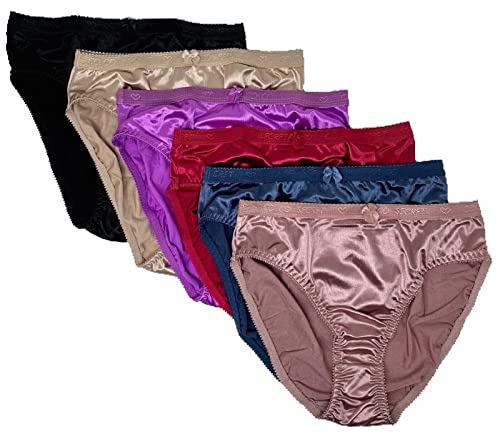Peachy Panty 6 Pack Satin Full Coverage Women's Bikini Panties