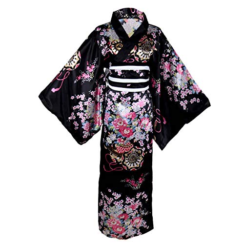 Japanese Geisha Yukata Floral Kimono Costume