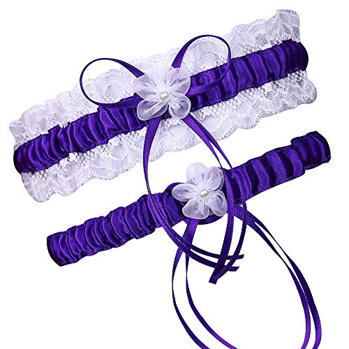 Yanstar Purple Bridal Garter Set