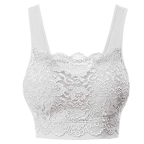 OutTop Women's Lace Bra Top with Front Lace Cover Sports Bra