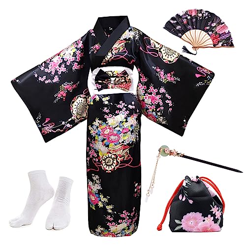 PLULON Japanese Robe Geisha Yukata Dress Set