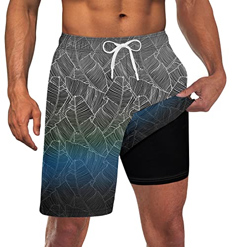Goodstoworld Men's 2-in-1 Swim Shorts with Compression Liner
