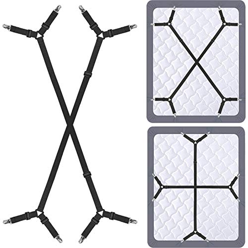 Adjustable Crisscross Clips Elastic Band Fitted Bed Sheet Fasten Suspenders Grippers