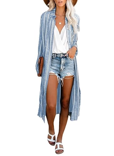 Boho Chiffon Front Button Down Collared Neck Swimsuit Cover Ups