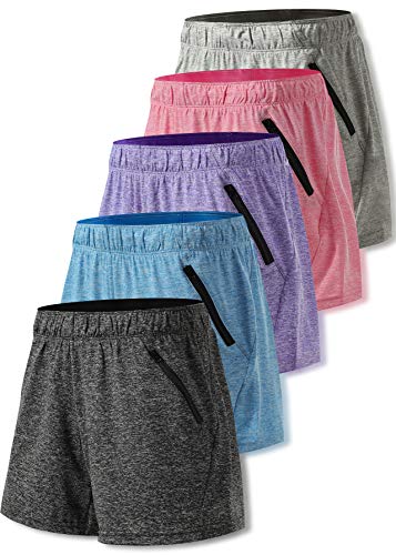 Women's Workout Gym Shorts Casual Lounge Set with Zipper Pockets
