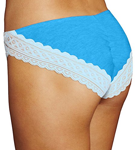 Maidenform Cotton and Lace Stretch Tanga Blue Jay