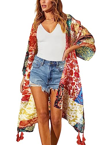 Boho Floral Beach Kimono Swimsuit Cover Up by Beautiful Nomad