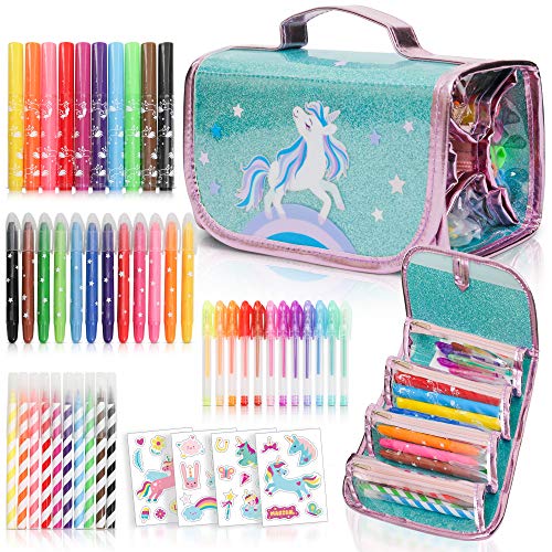 Unicorn Markers Set with Pencil Case - Perfect Gift for Girls